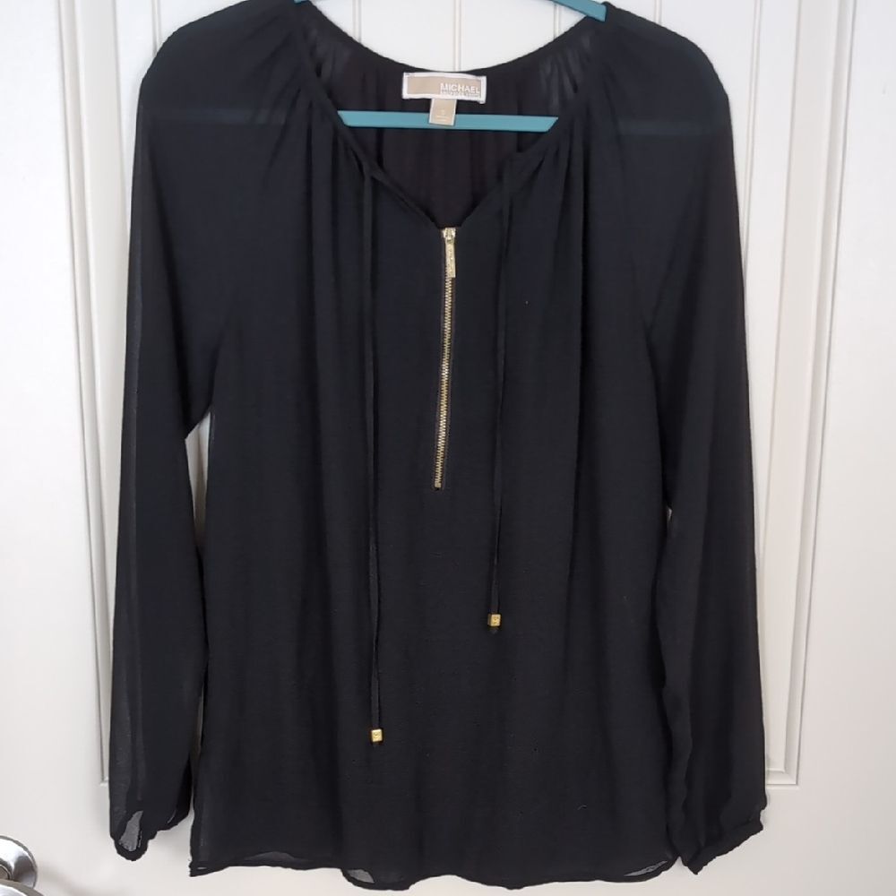 Michael Kors Black Blouse with Gold Accents